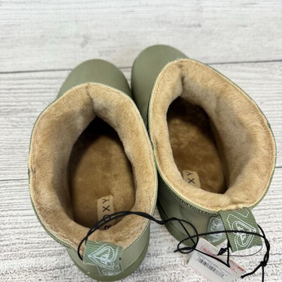 Roxy Women's Green Pow Faux Fur Lined Pull On Booties Size 10 - Picture 7 of 10